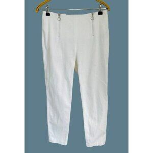 J. Mclaughlin Pants Waffled White Summer Zipped Details Casual Size 6